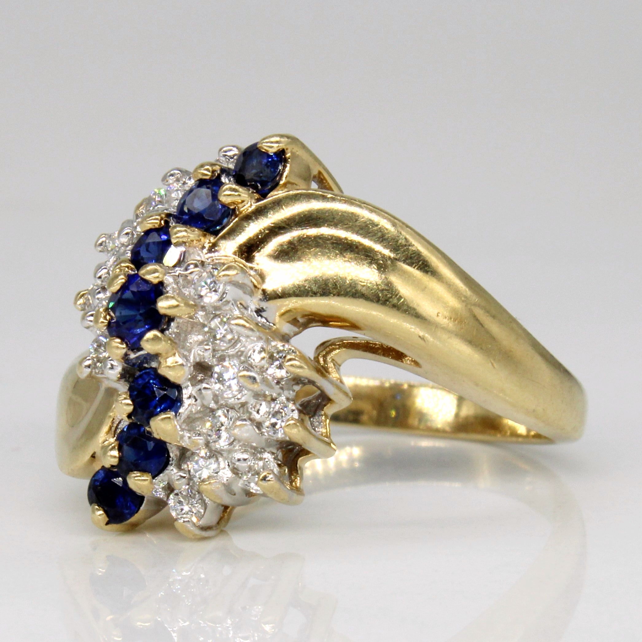 Sapphire & Diamond Waterfall Ring | 0.40ctw, 0.18ctw | SZ 6 |