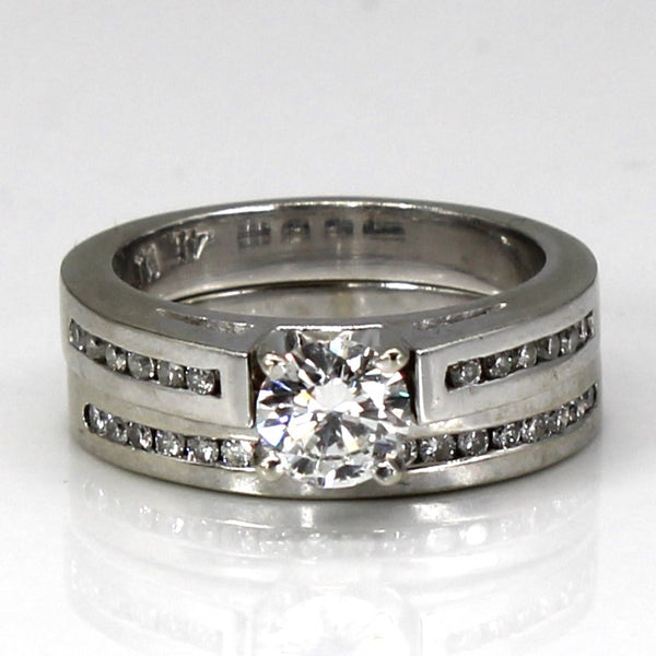 Solitaire Diamond with Accents Engagement 14k Ring Set | 0.79ctw | SZ 4 |