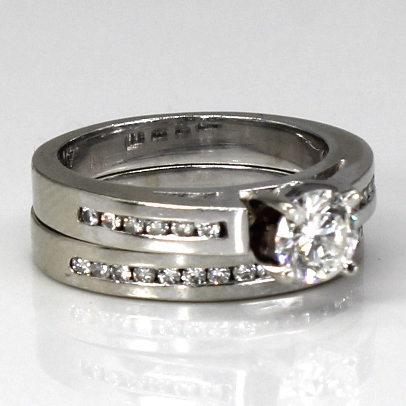 Bague de fiançailles solitaire en or 14 carats avec diamants d'accent | 0,79 ct | Taille 4 |