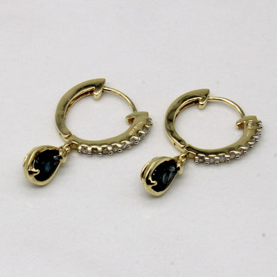 Sapphire & Diamond Hoop Earrings | 0.80ctw, 0.09ctw |