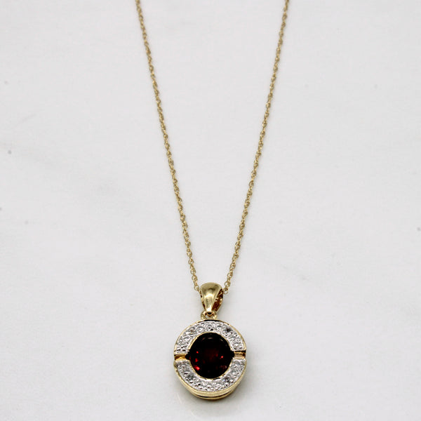 Garnet & Diamond Pendant & Necklace | 1.50ct, 0.04ctw | 19