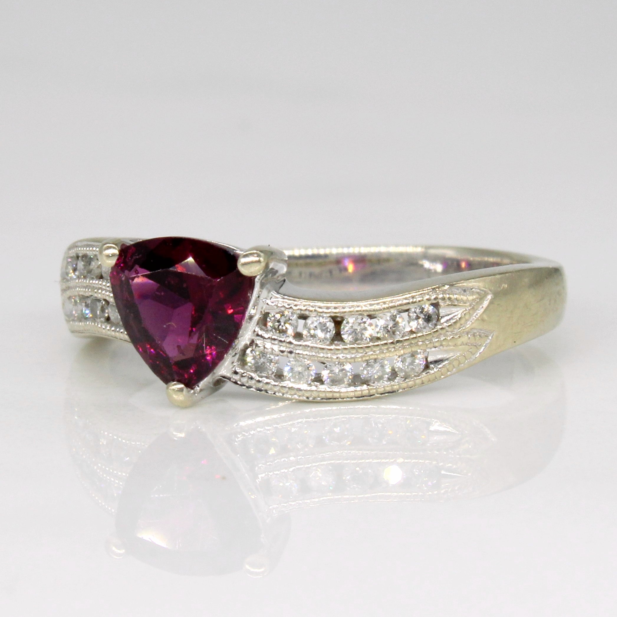 Garnet & Diamond Waterfall Ring | 0.65ct, 0.10ctw | SZ 6.5 |