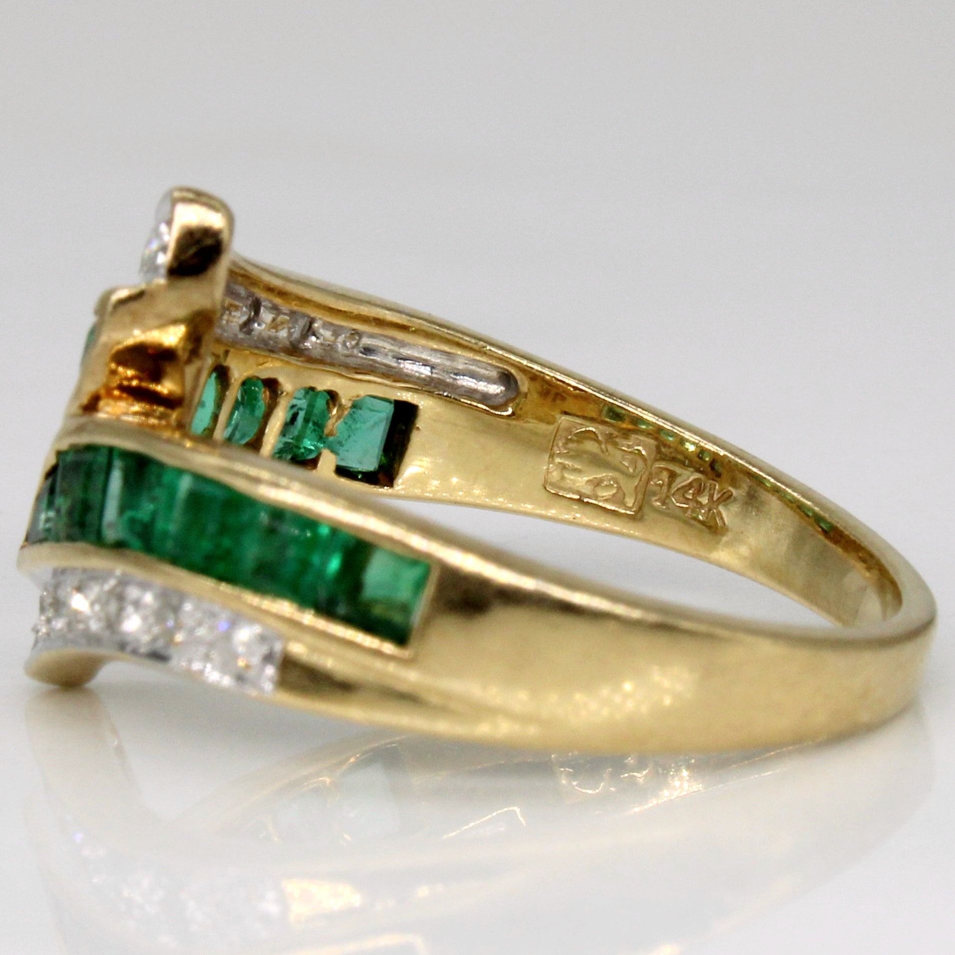 Emerald & Diamond Waterfall Ring | 0.50ctw, 0.06ctw | SZ 5.75 |