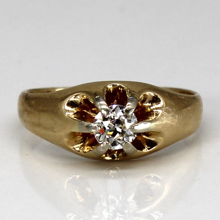 Bague solitaire Belcher vintage en or 14 carats avec diamant | 0,30 ct | Taille 6 |