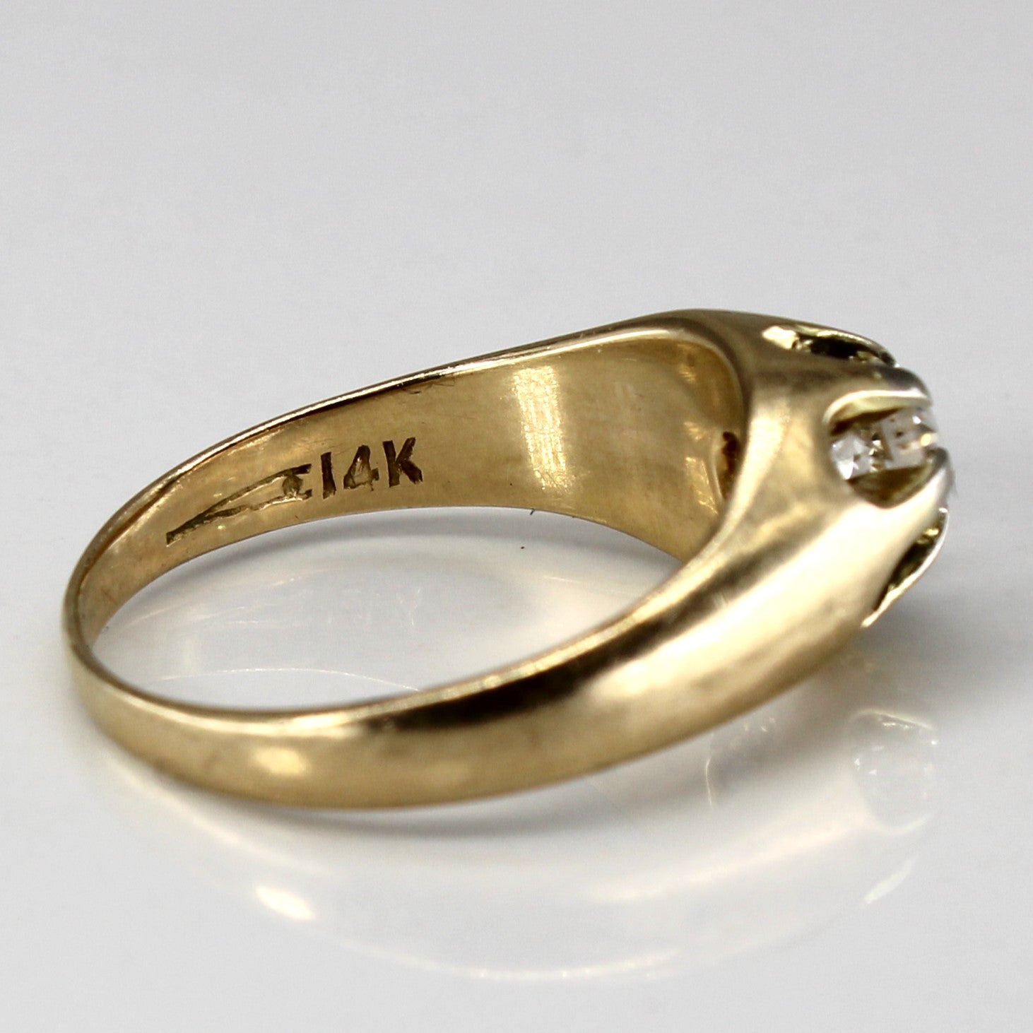 Belcher Set Solitaire Diamond Vintage 14k Ring | 0.30ct | SZ 6 |