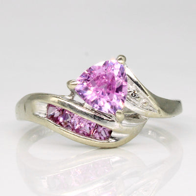 Synthetic Pink Sapphire & Diamond Ring | 0.90ctw, 0.01ct | SZ 6.5 |