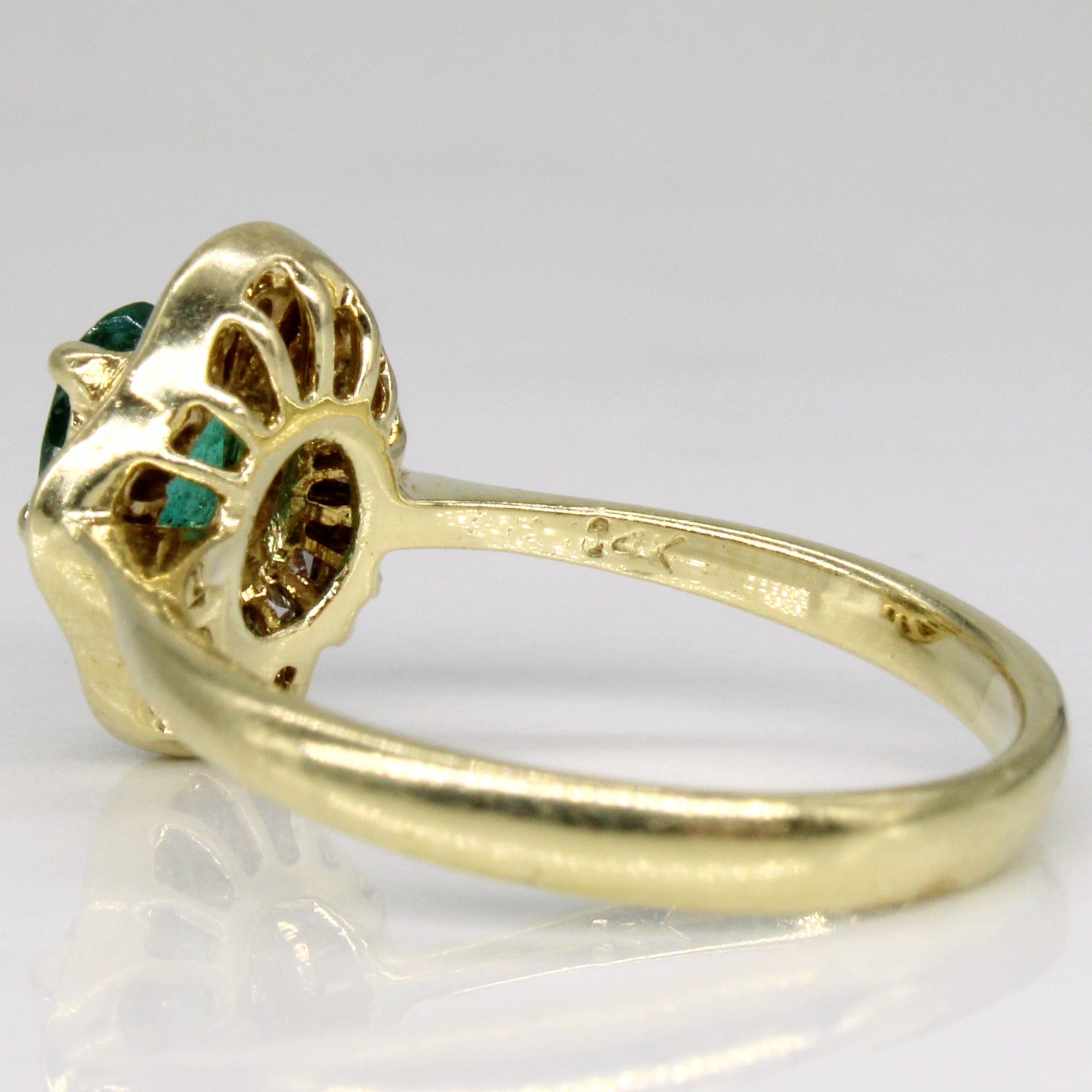 Emerald & Diamond Halo Engagement Ring | 0.40ct, 0.30ctw | SZ 6 |
