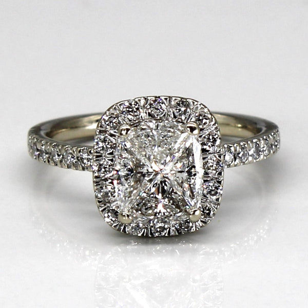 Halo Trilliant Diamond 14k Ring | 1.76ctw | SZ 7 |
