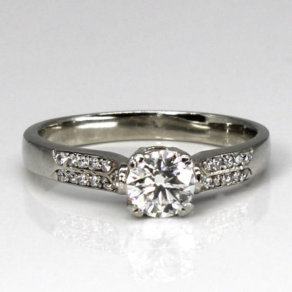 Solitaire with Accents Diamond 19k Ring | 0.63ctw | SZ 7 |