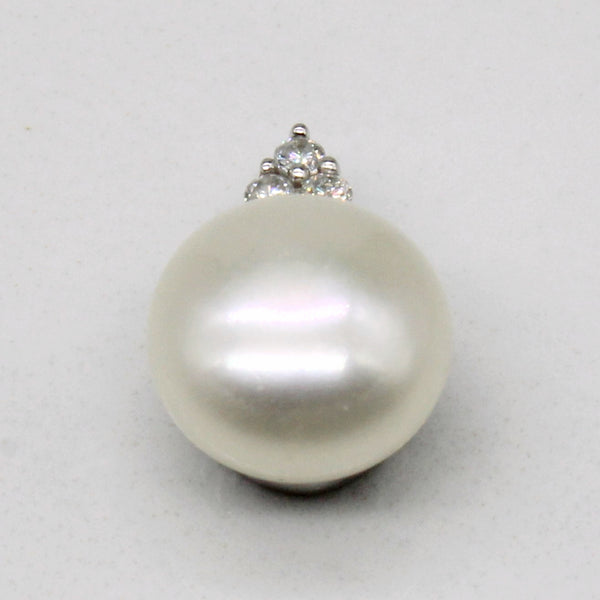 Button Pearl & Diamond Pendant | 0.06ctw |