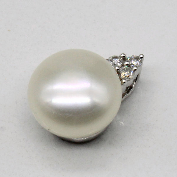 Button Pearl & Diamond Pendant | 0.06ctw |