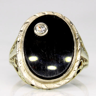 Onyx & Diamond Cocktail Ring | 3.00ct, 0.03ct | SZ 8 |