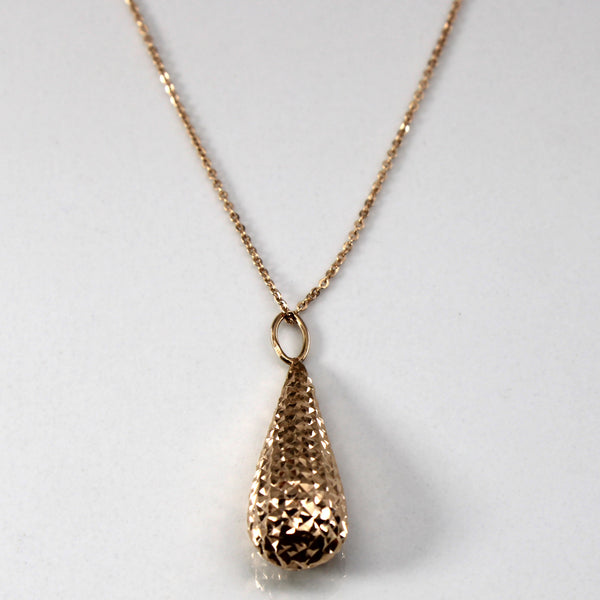 Textured Drop Pendant with 14k Chain | 17
