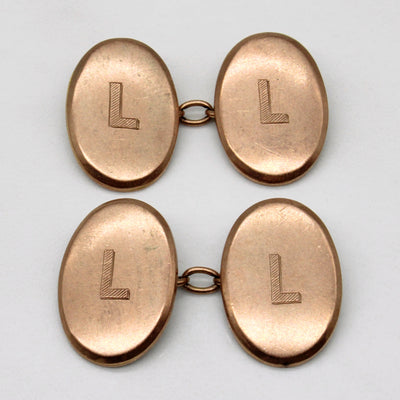 9k Yellow Gold 'L' Initial Cufflinks