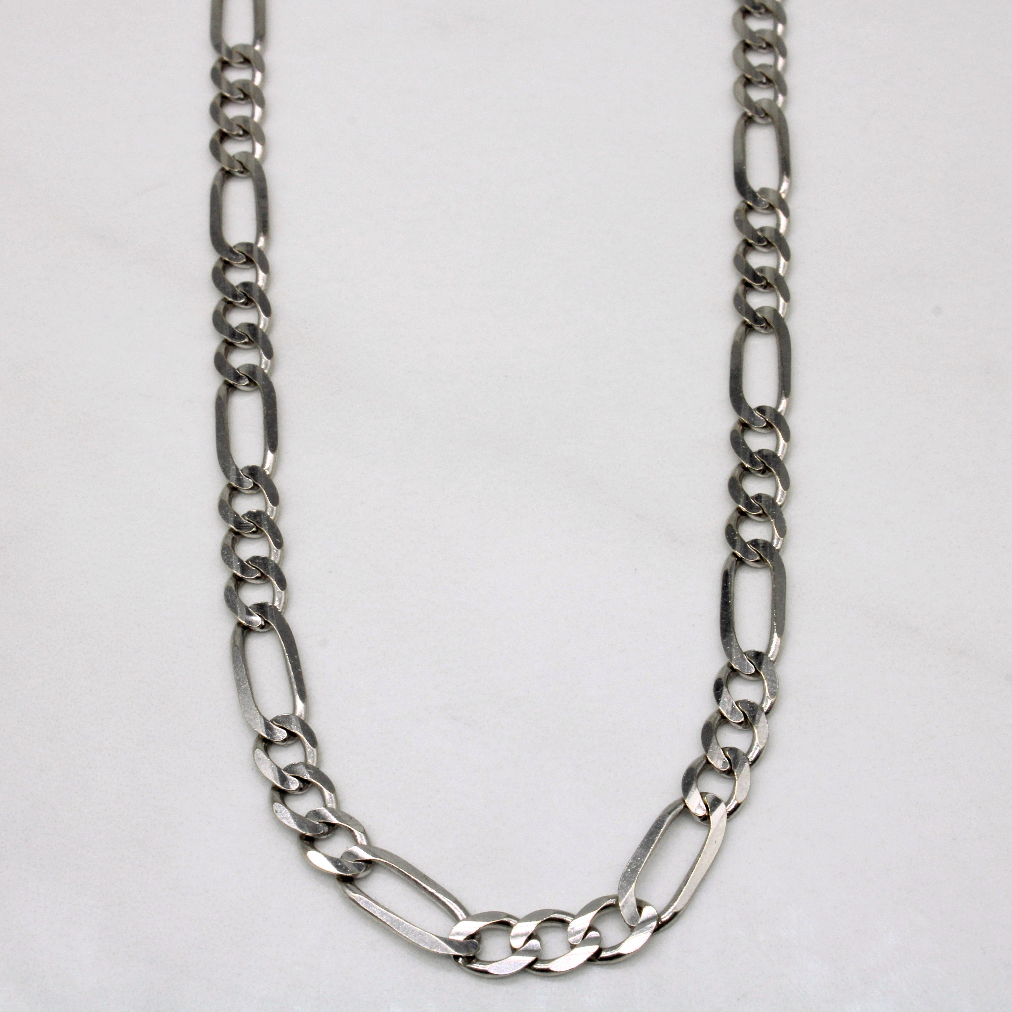 14k White Gold Figaro Link Chain | 24" |