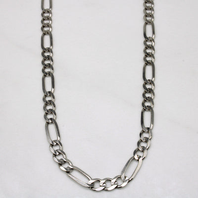 14k White Gold Figaro Link Chain | 24