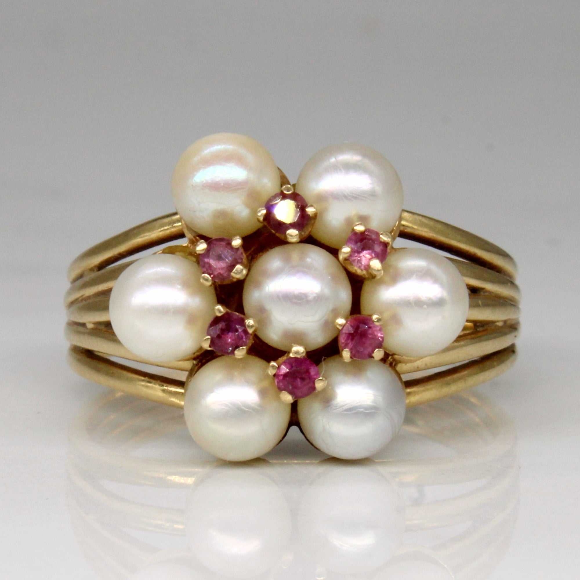 Pearl & Pink Sapphire Cocktail Ring | 0.15ctw | SZ 10 |