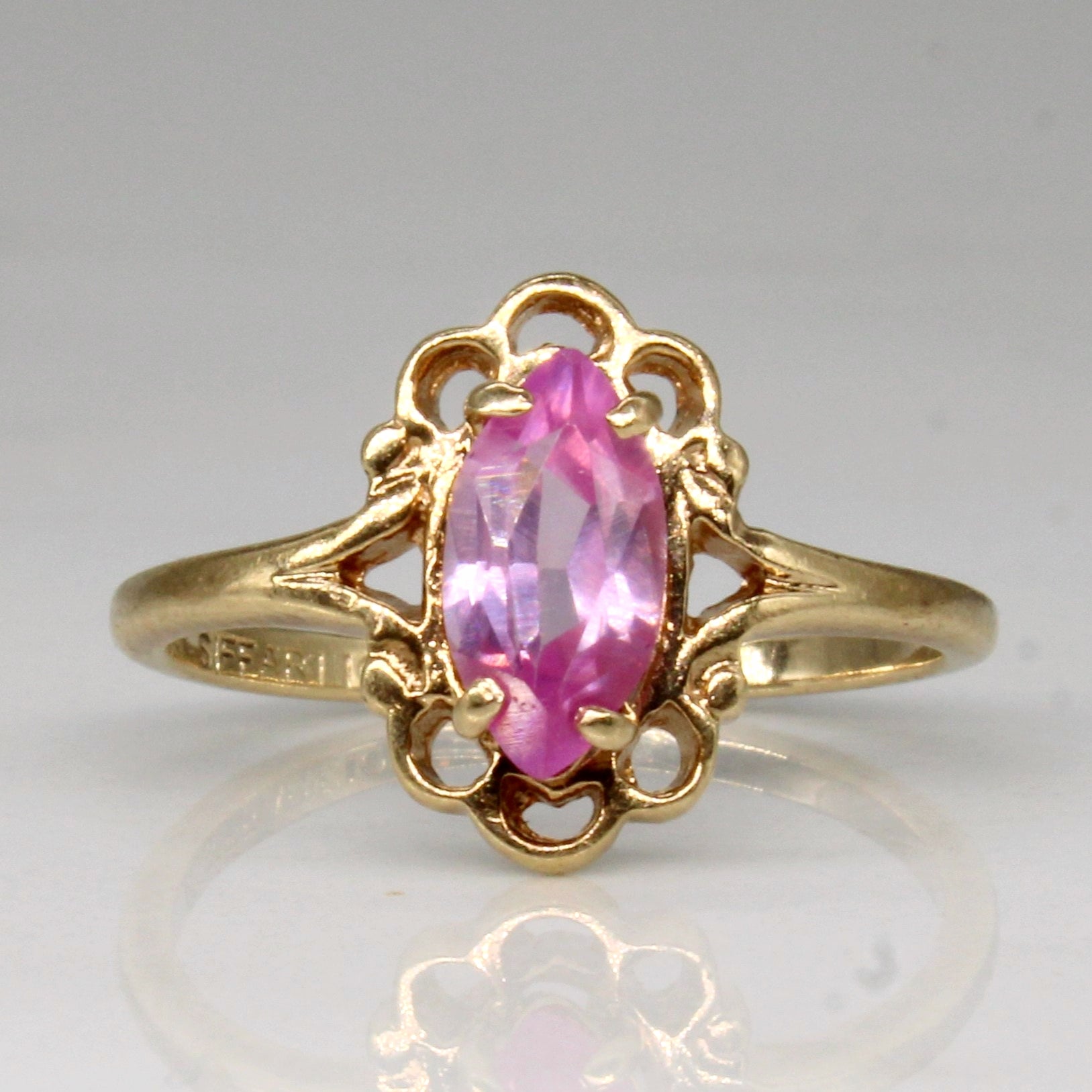Bague en saphir rose synthétique | 0,57 ct | Taille 3,5 | 