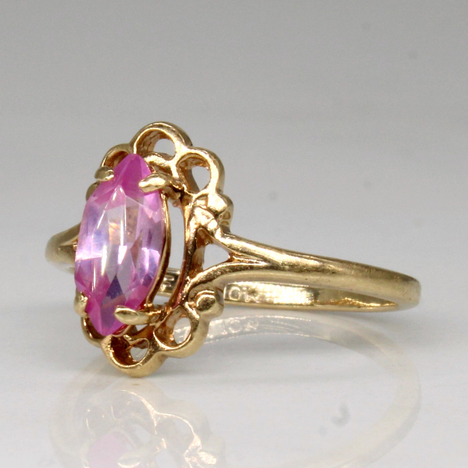 Bague en saphir rose synthétique | 0,57 ct | Taille 3,5 | 