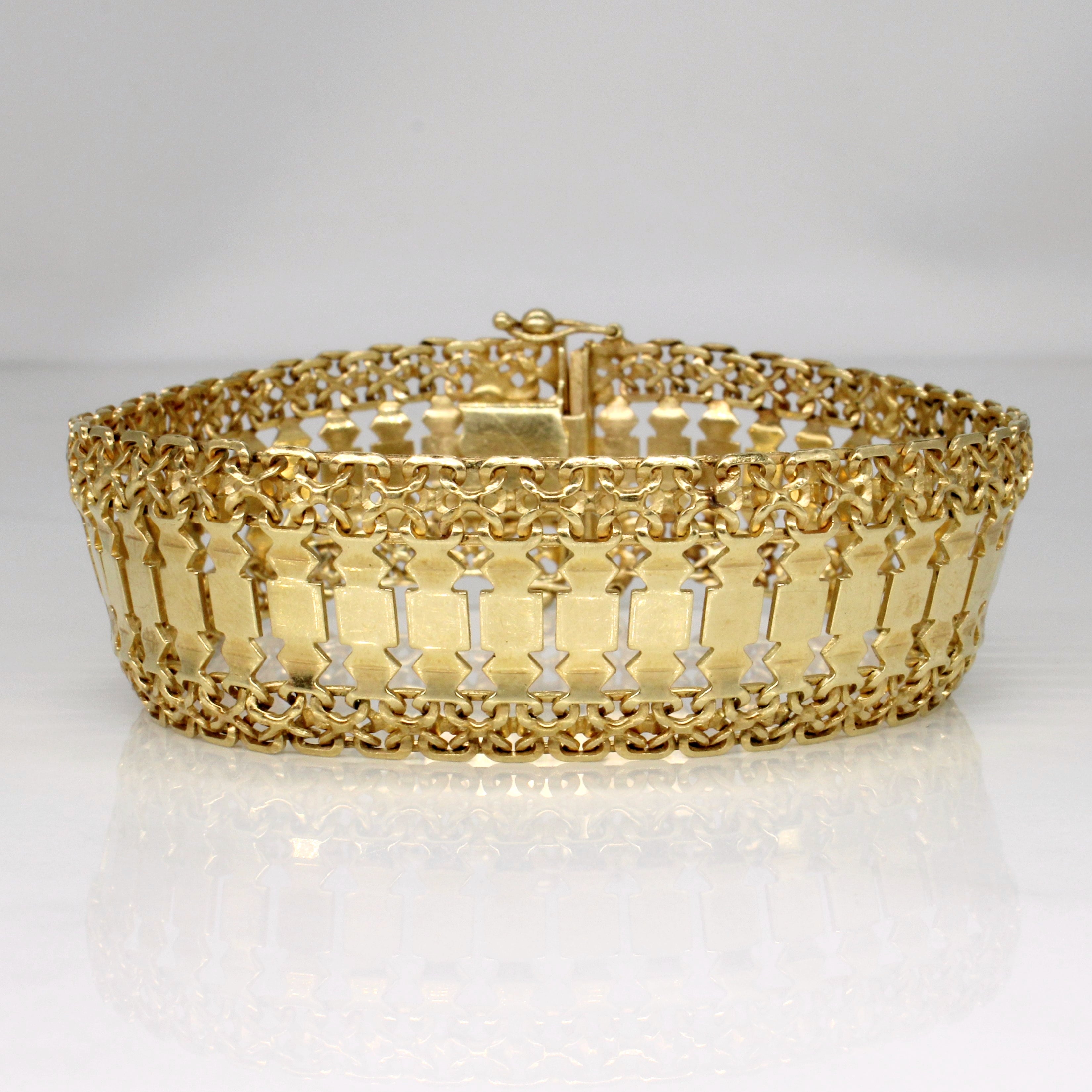 Bracelet large en or jaune 14 carats | 9 pouces | 