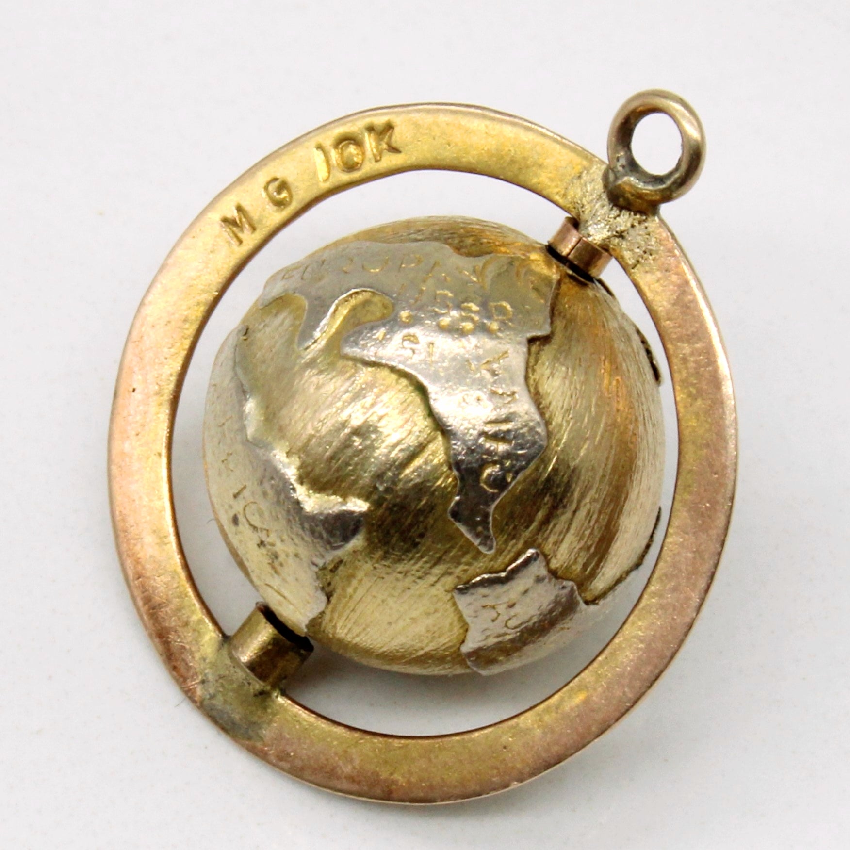 Vintage 10k Yellow Gold Globe Charm