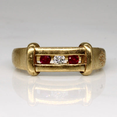 Channel Set Ruby & Diamond Ring | 0.08ctw, 0.06ct | SZ 6.75 |