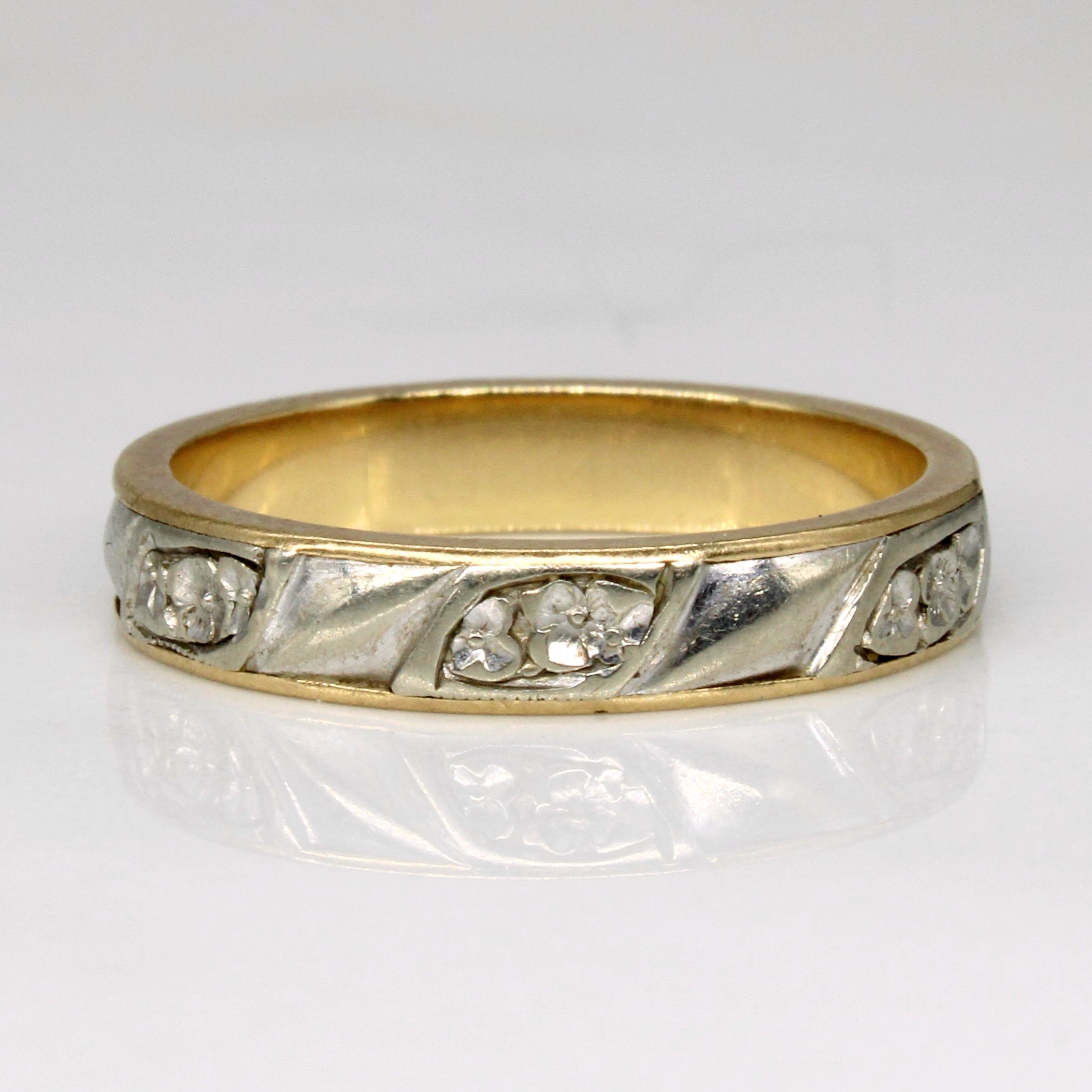 14k Two Tone Gold Floral Band | SZ 6.25 |