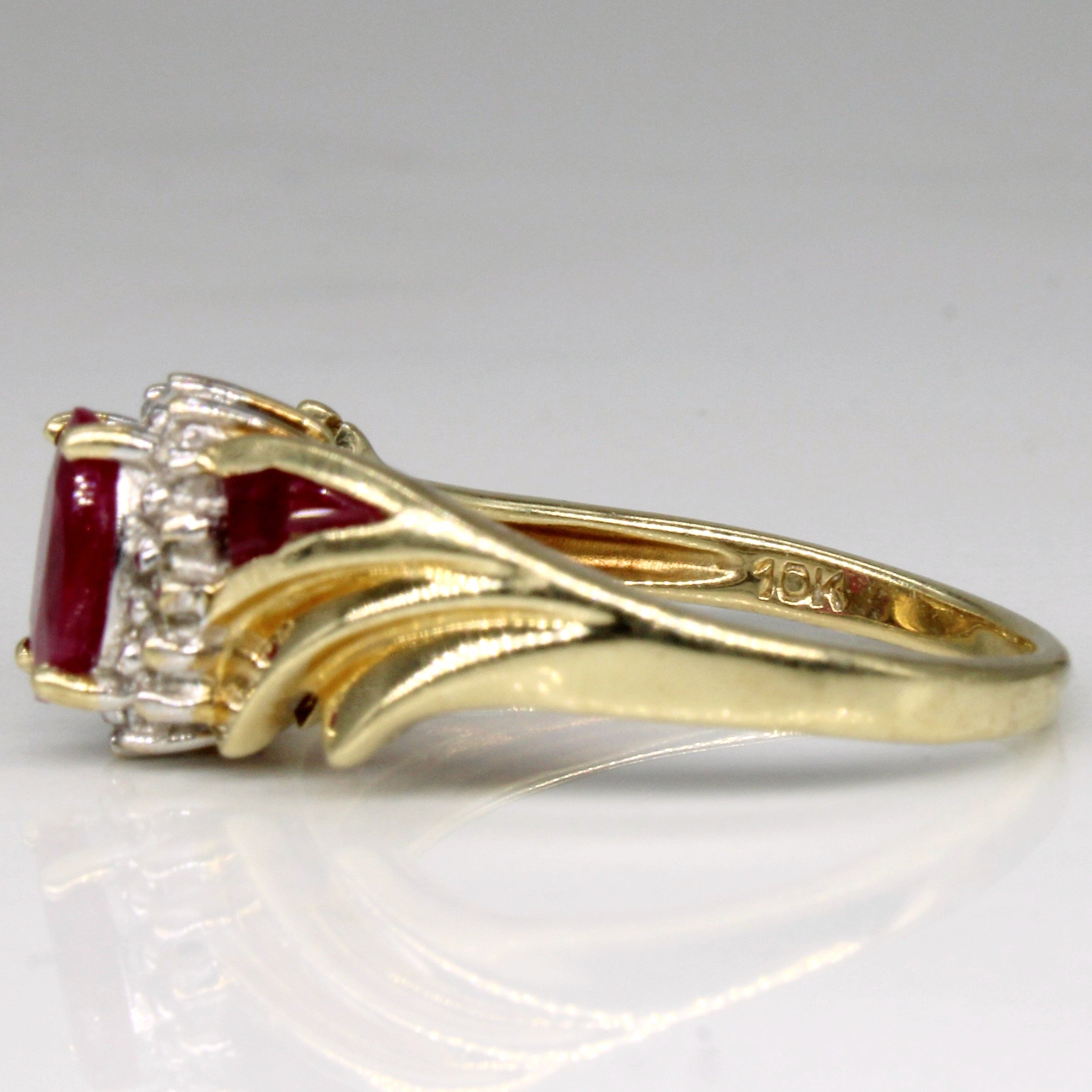 Synthetic Ruby & Diamond Waterfall Ring | 0.88ctw, 0.01ctw | SZ 7 |