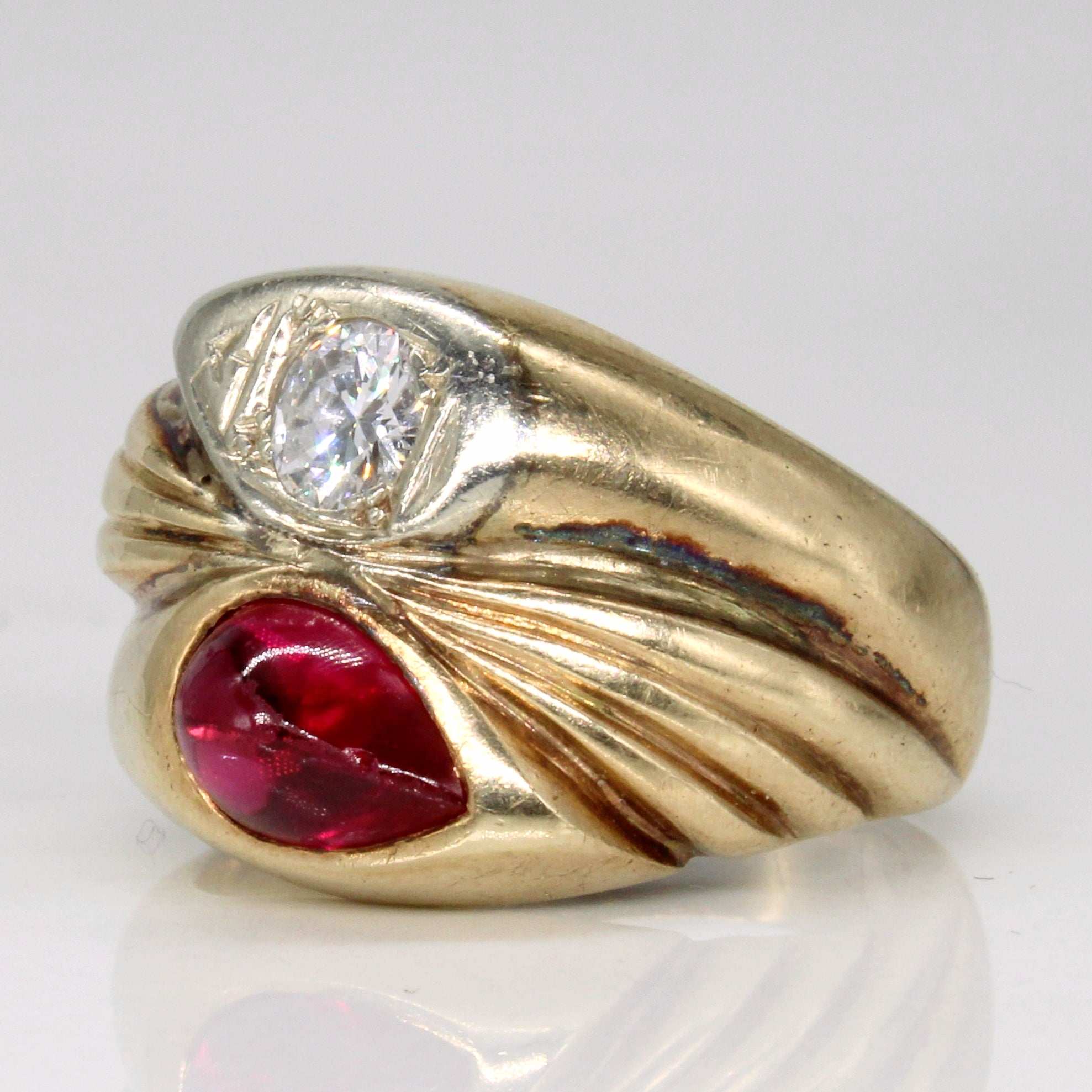 Synthetic Ruby & Diamond Ring | 2.00ct, 0.40ct | SZ 7.5 |