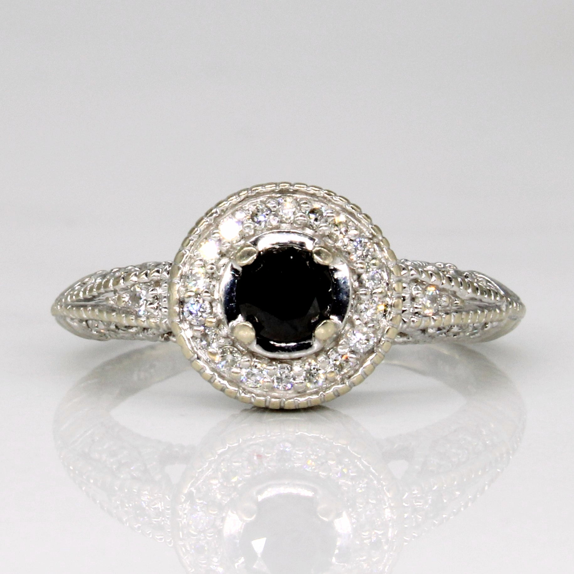 Black & White Diamond Halo Ring | 0.30ct, 0.14ctw | SZ 5.75 |