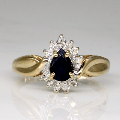 Sapphire & Diamond Halo Set Ring | 0.43ct, 0.05ctw | SZ 6 |
