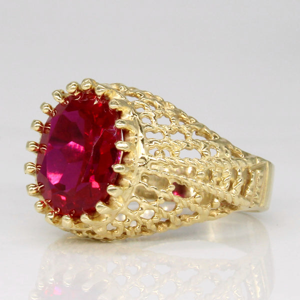 Synthetic Ruby Cocktail Ring | 3.20ct | SZ 5.25 |