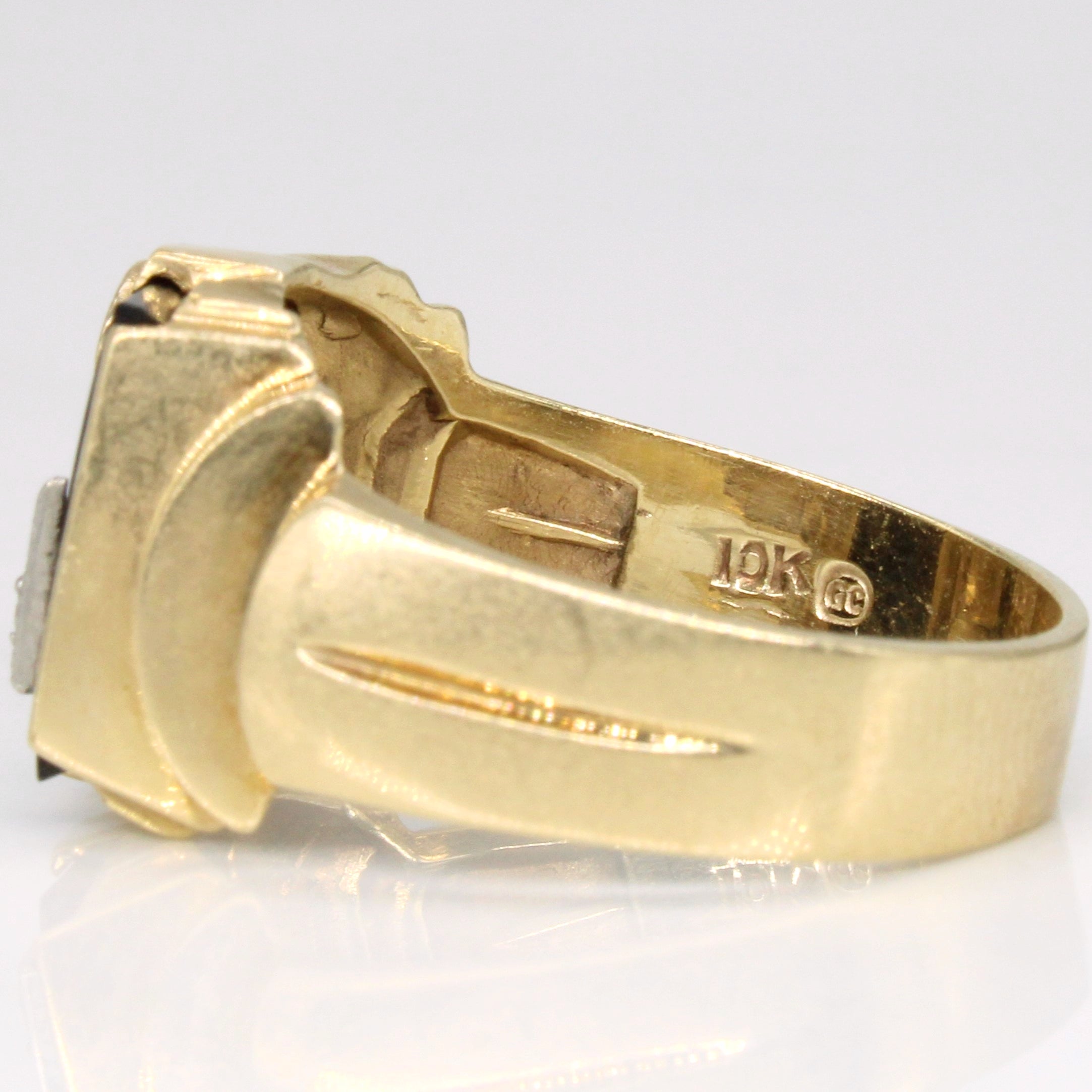 Onyx & Diamond 'J' Initial Ring | 1.60ct, 0.02ct | SZ 9.75 |