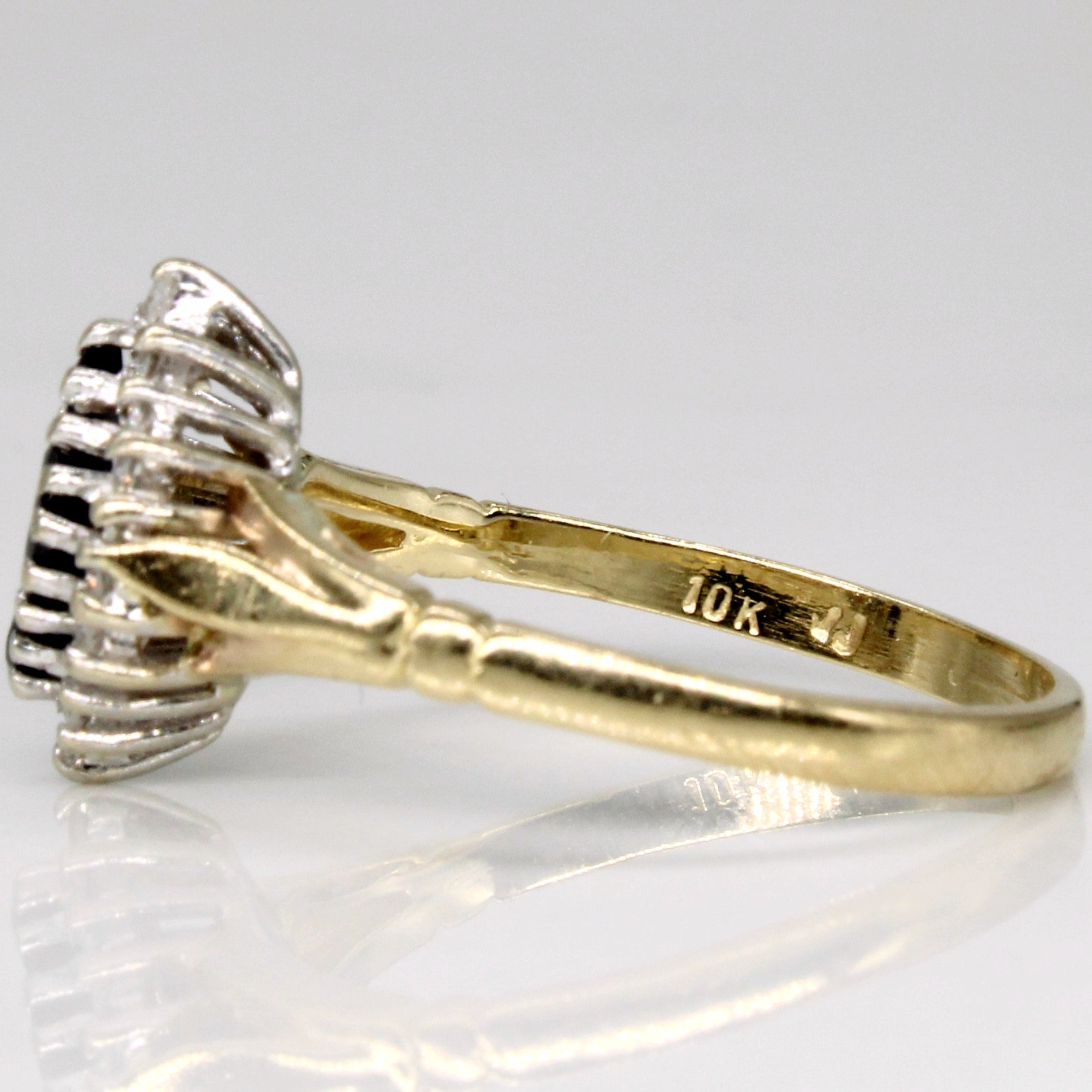 Bague cocktail saphir et diamants | 0,28 ct, 0,18 ct | Taille 6,75 | 