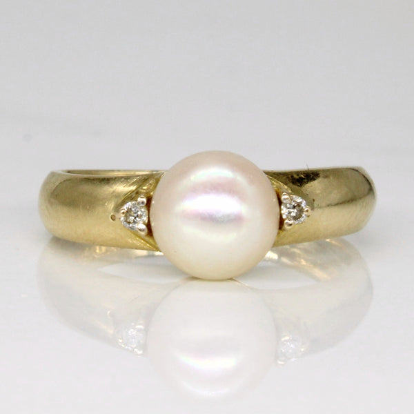 Pearl & Diamond Ring | 0.02ctw | SZ 6 |