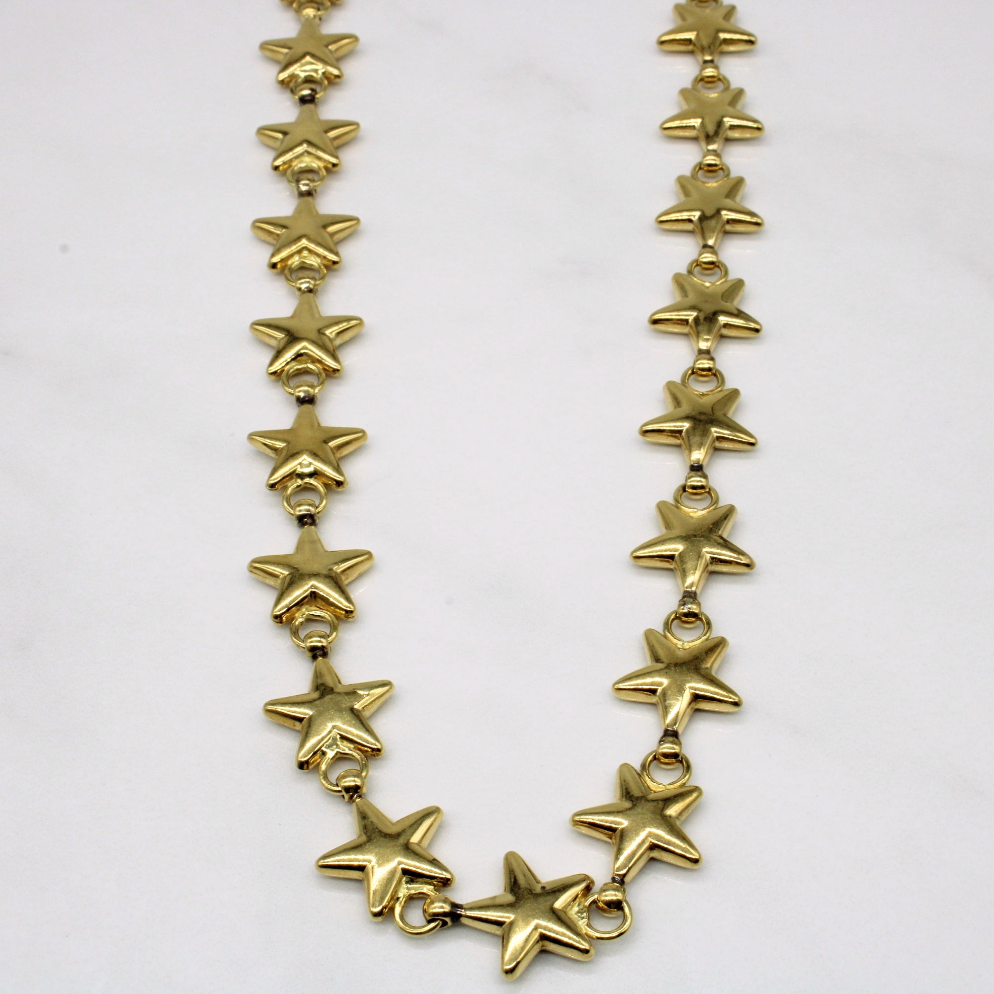 Italian Hallmarked 18k Yellow Gold Star Necklace | 17