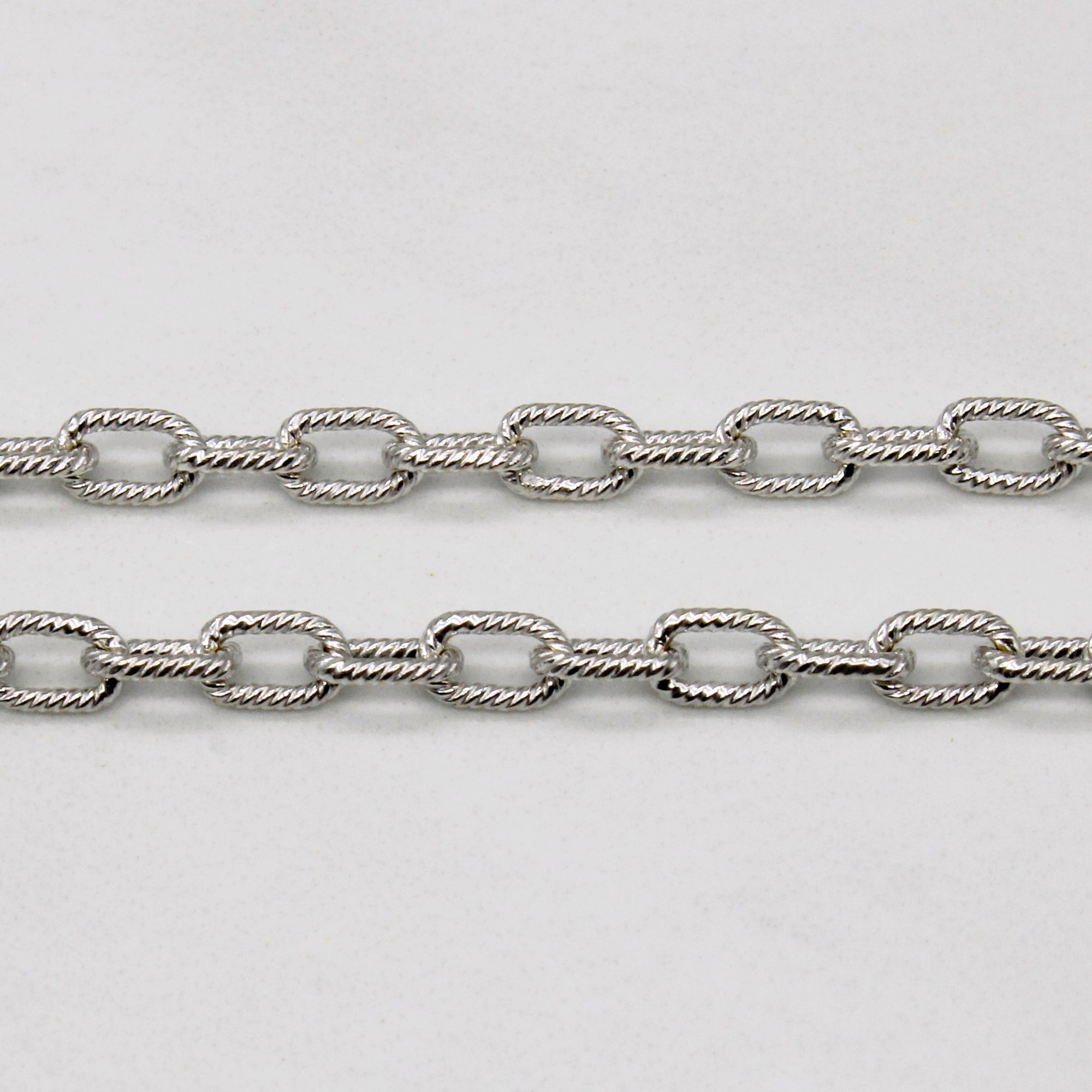 14k White Gold Textured Cable Link Chain | 20