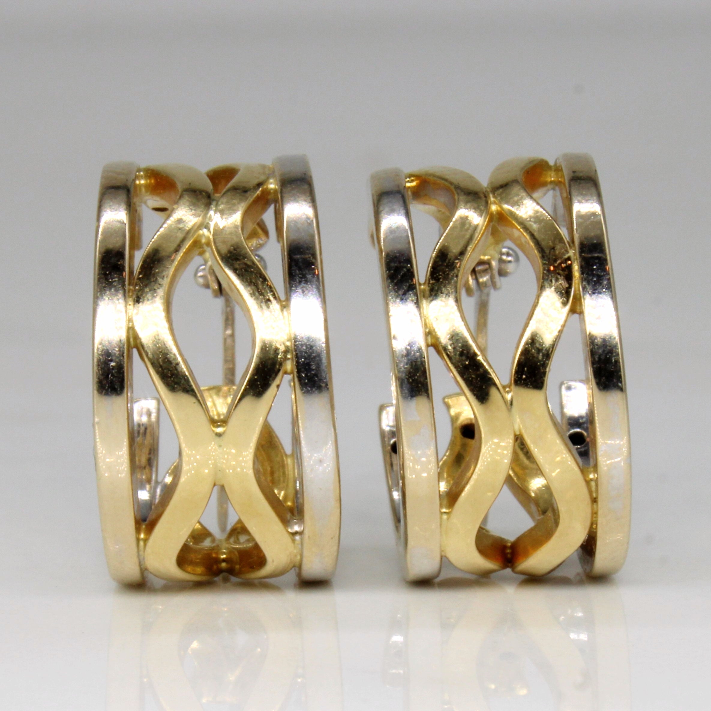 18k Two Tone Gold Earrings