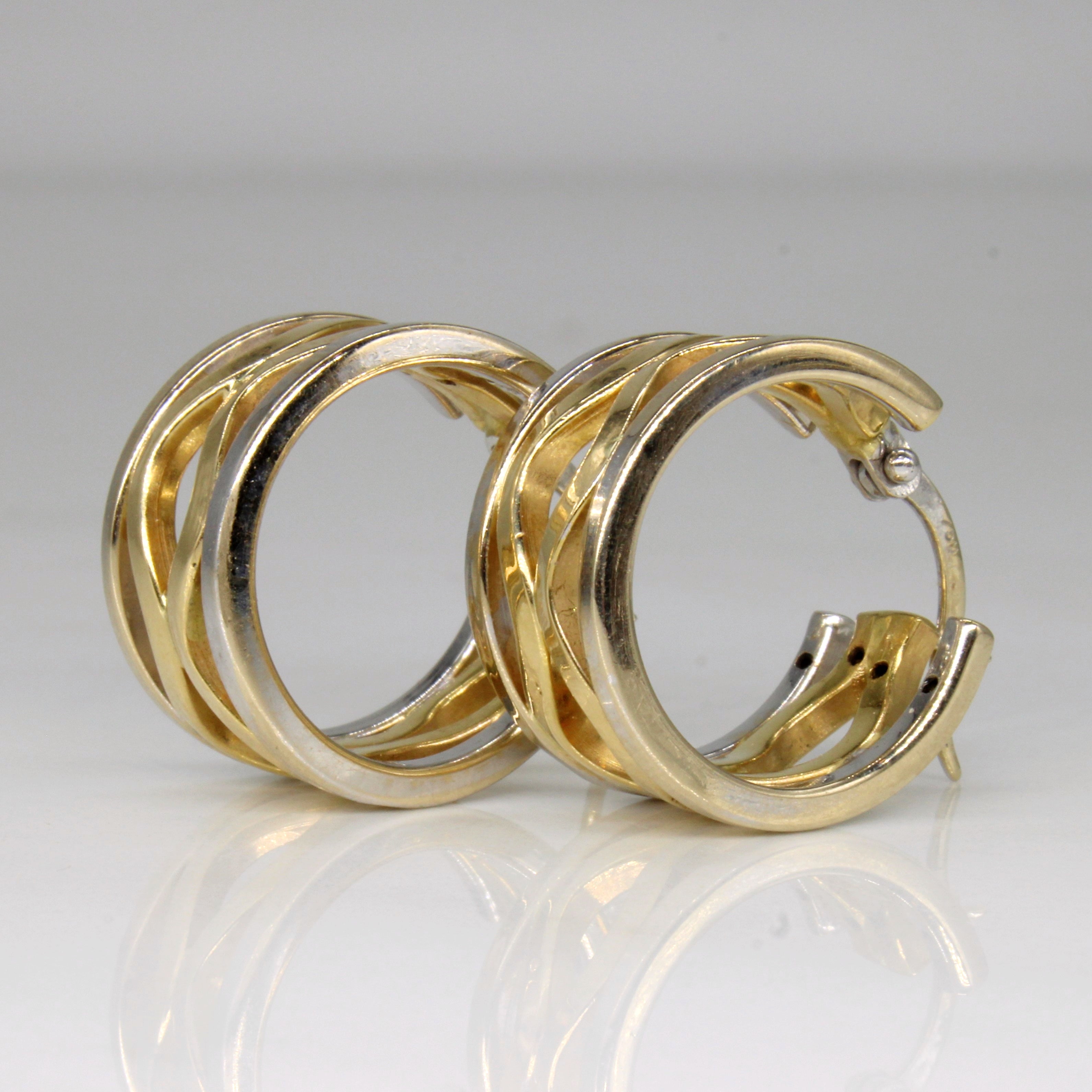 18k Two Tone Gold Earrings