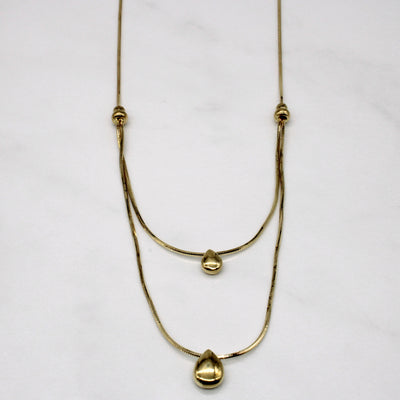 Italian 14k Yellow Gold Teardrop Charm Necklace | 17