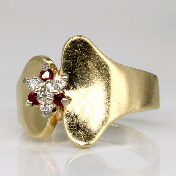 Abstract Diamond & Ruby Cluster Ring | 0.09ctw, 0.07ctw | SZ 7.5 |
