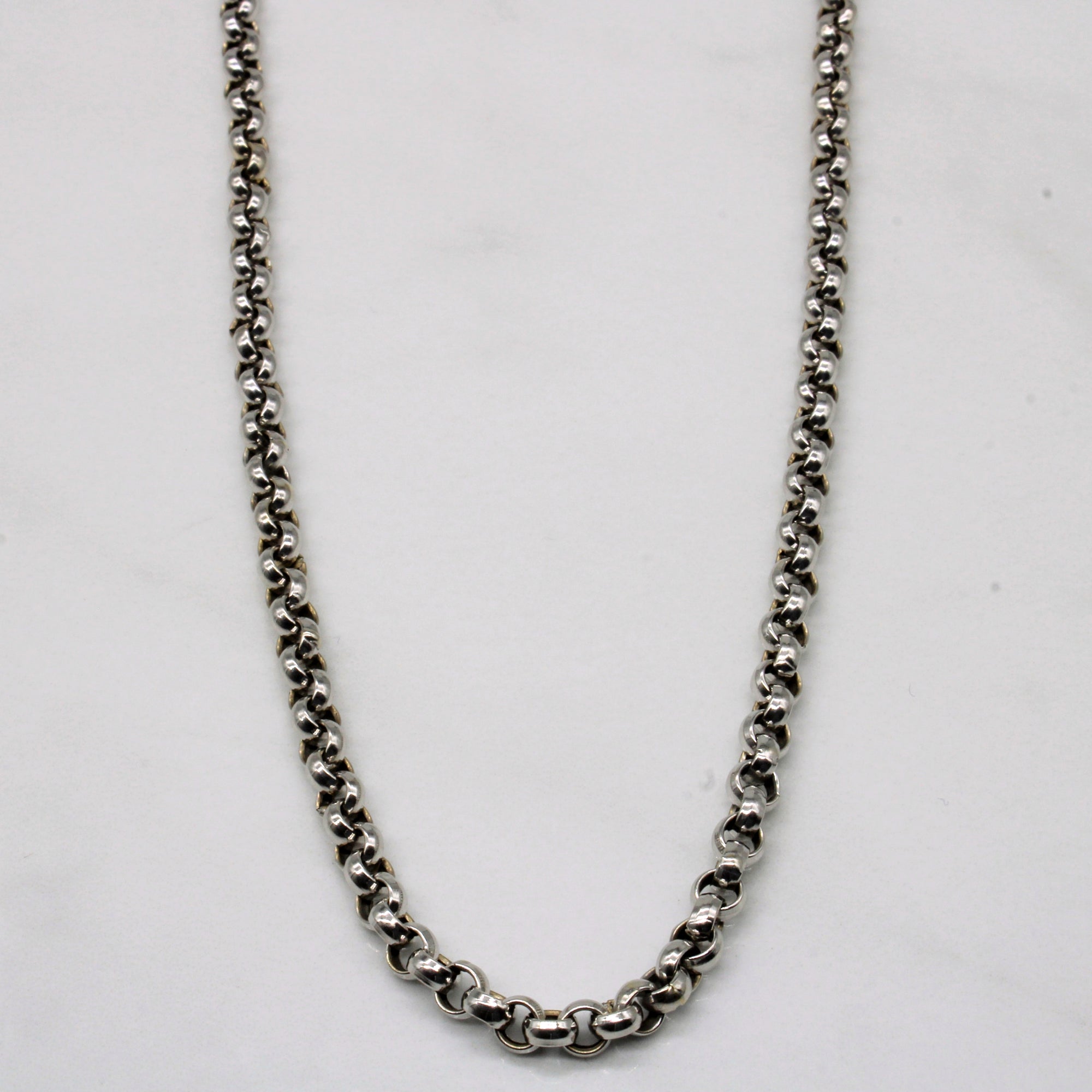 18k White Gold Circle Link Chain | 22