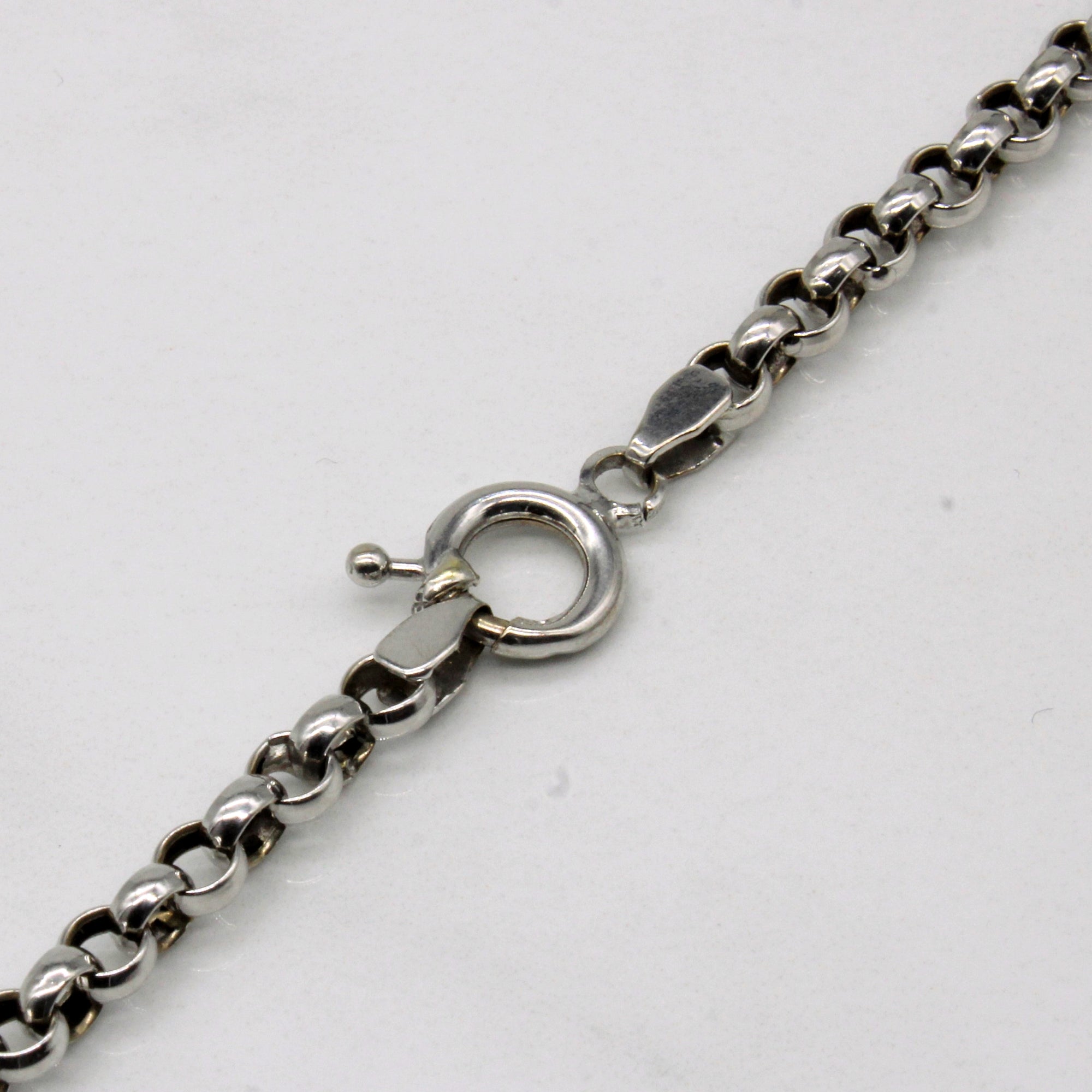 18k White Gold Circle Link Chain | 22