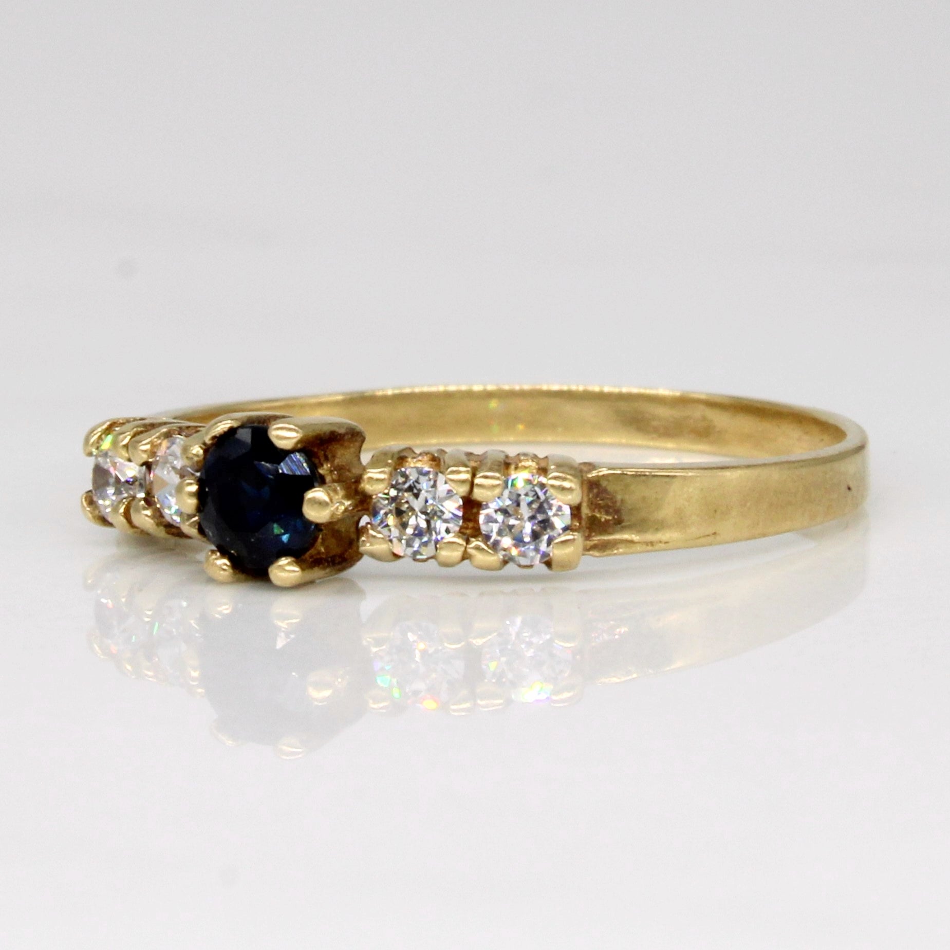 Sapphire & Synthetic White Sapphire Ring | 0.25ct, 0.18ctw | SZ 7.25 |
