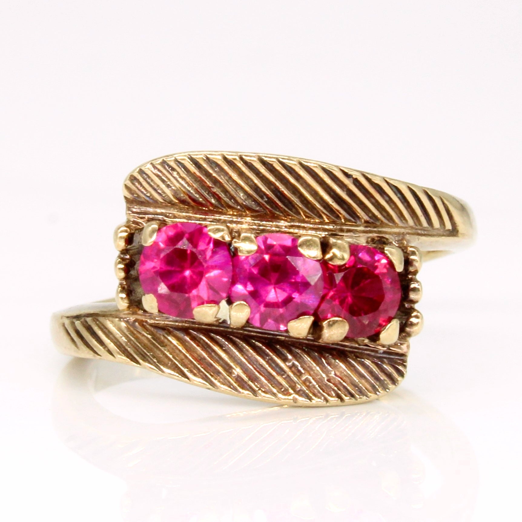 Synthetic Ruby Waterfall Ring | 1.20ctw | SZ 6 |