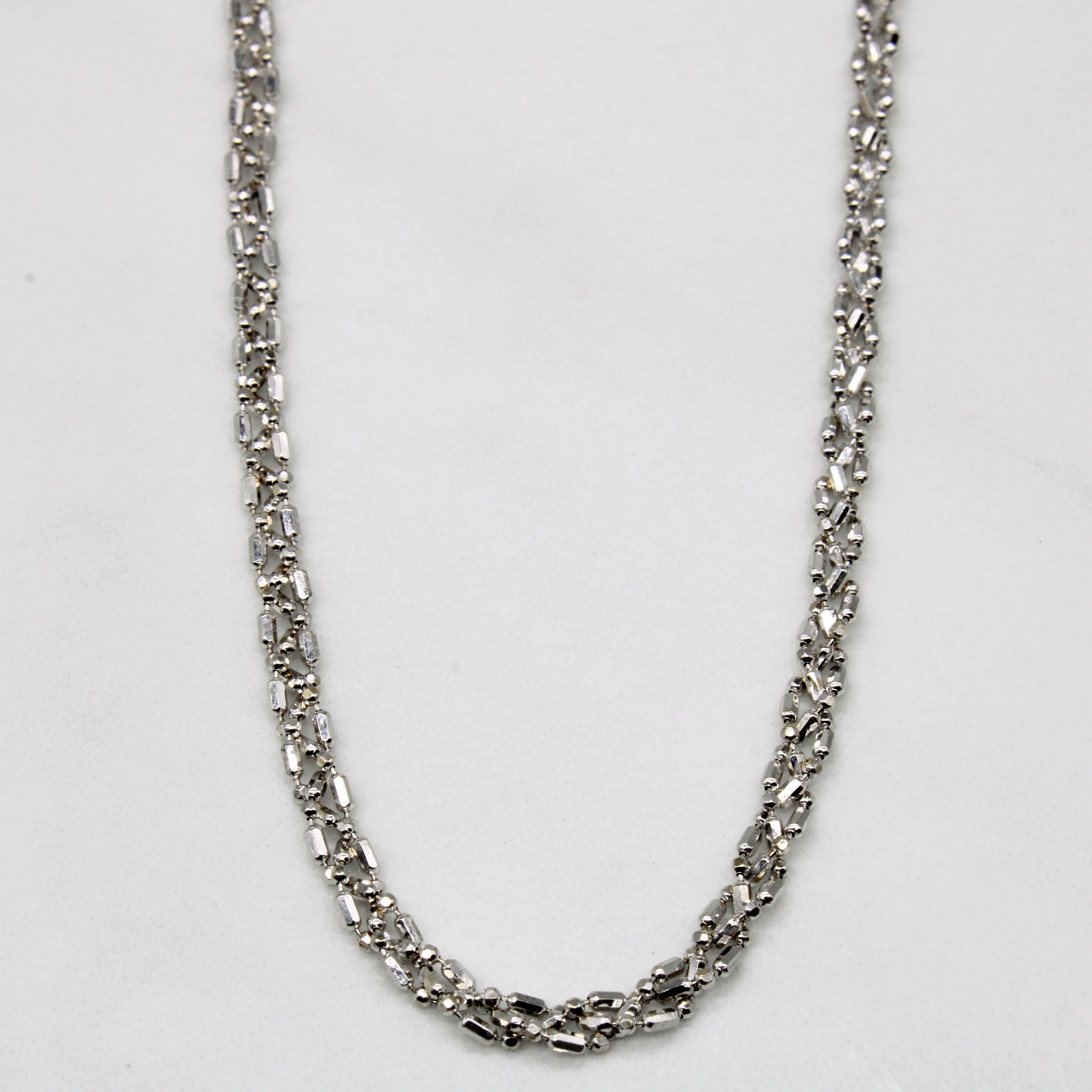 Italian 14k White Gold Bead Chain | 19" |