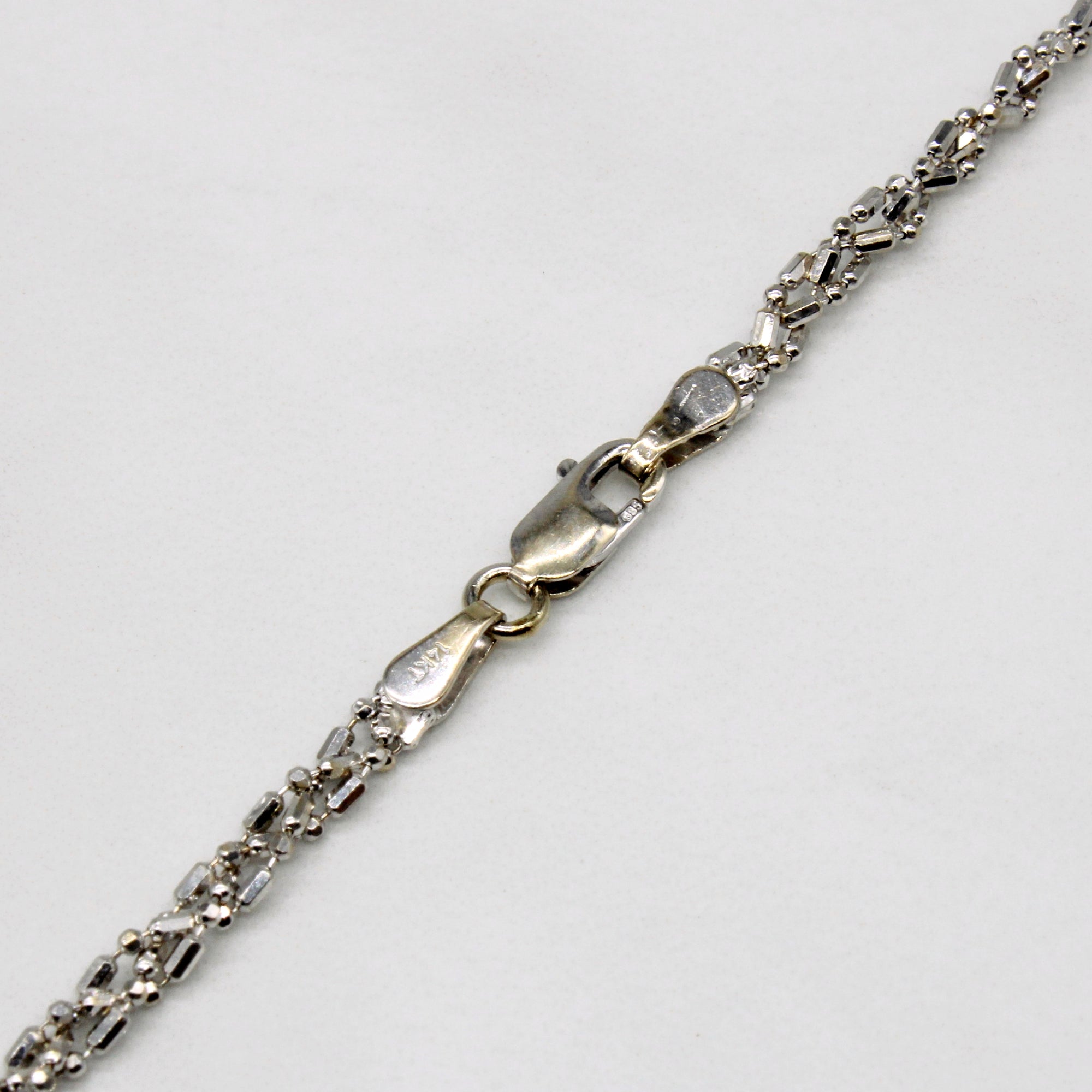 Italian 14k White Gold Bead Chain | 19