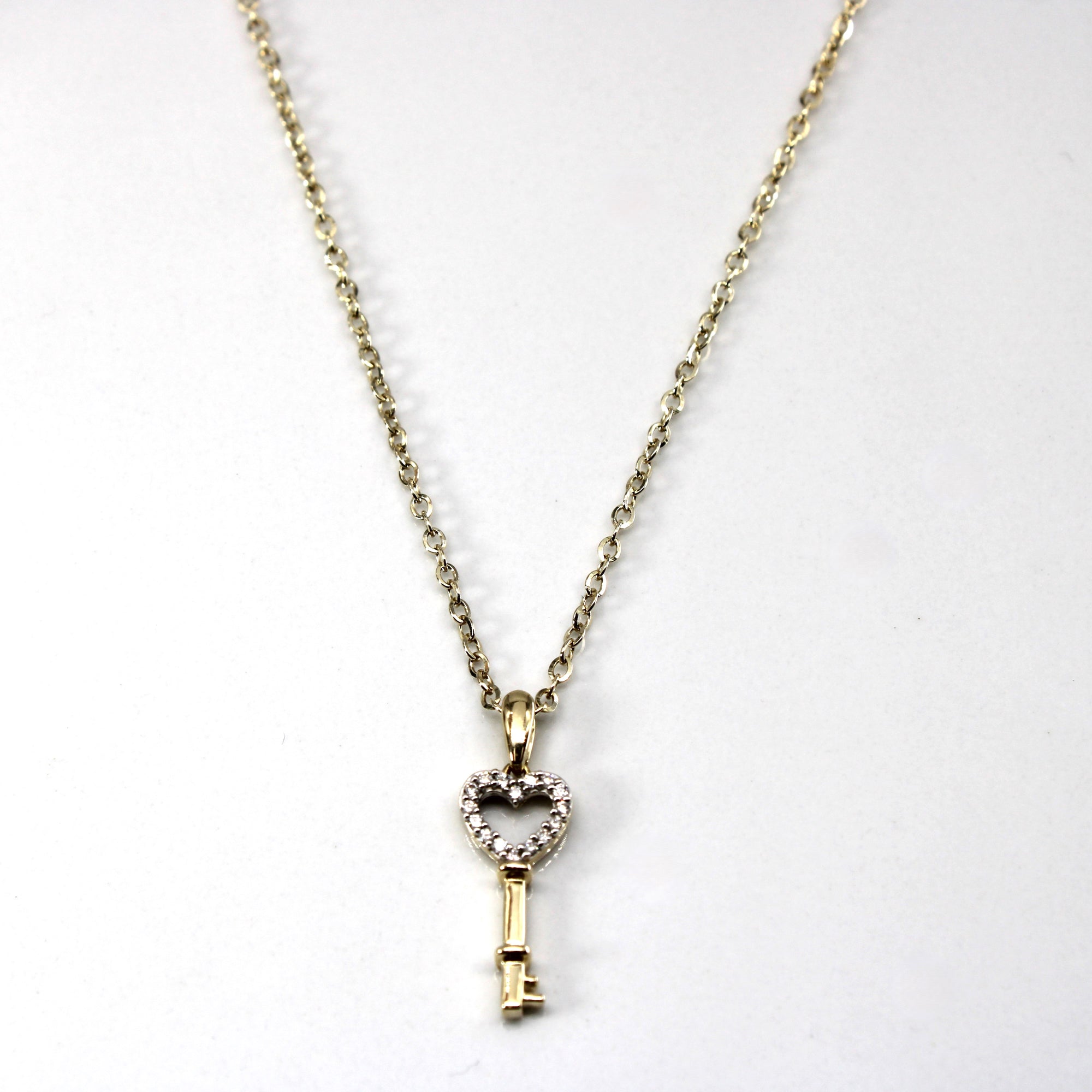 Diamond Key Pendant Necklace | 0.12ctw | 18