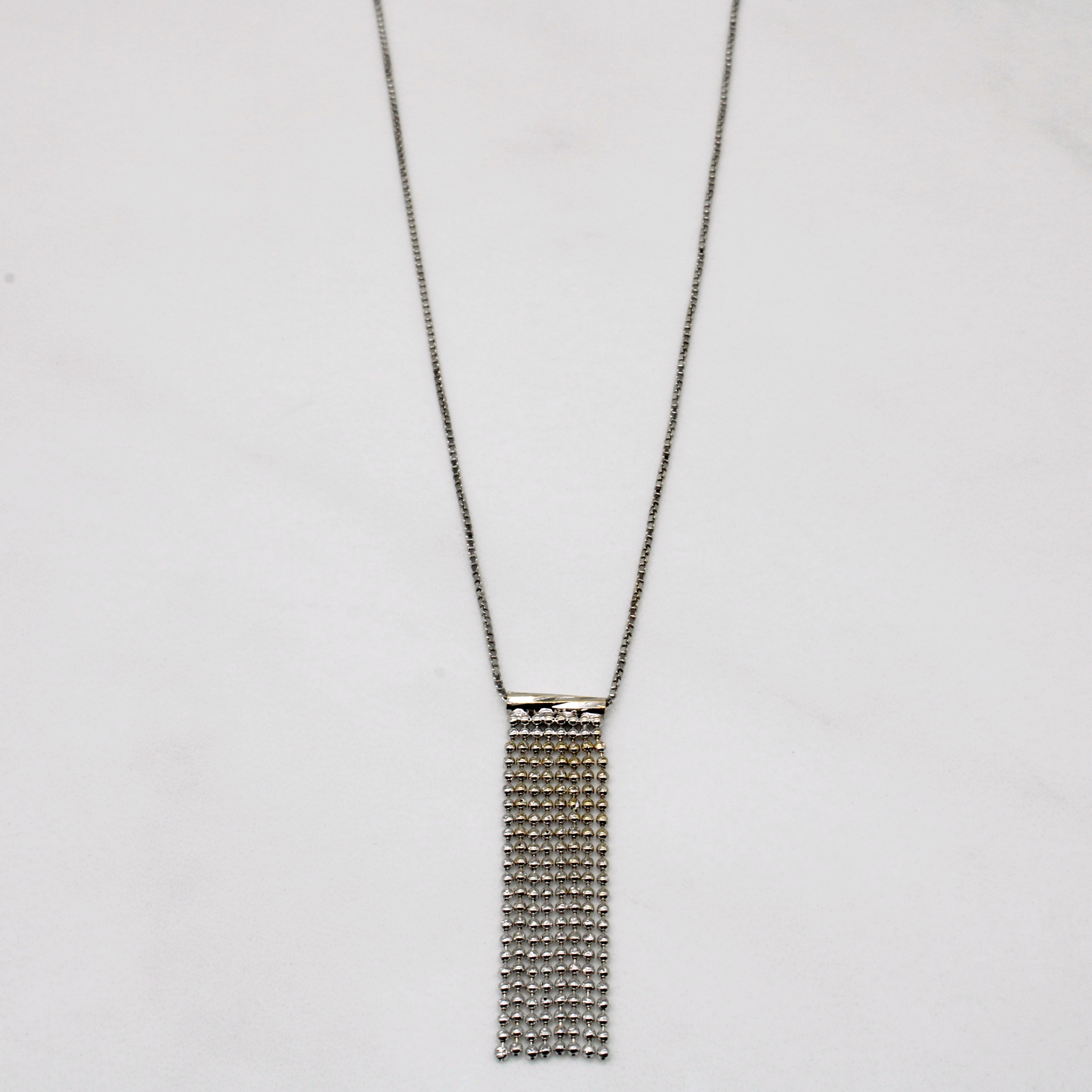 Italian 18k White Gold Bead Pendant Necklace | 16" |