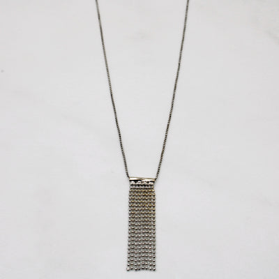 Italian 18k White Gold Bead Pendant Necklace | 16
